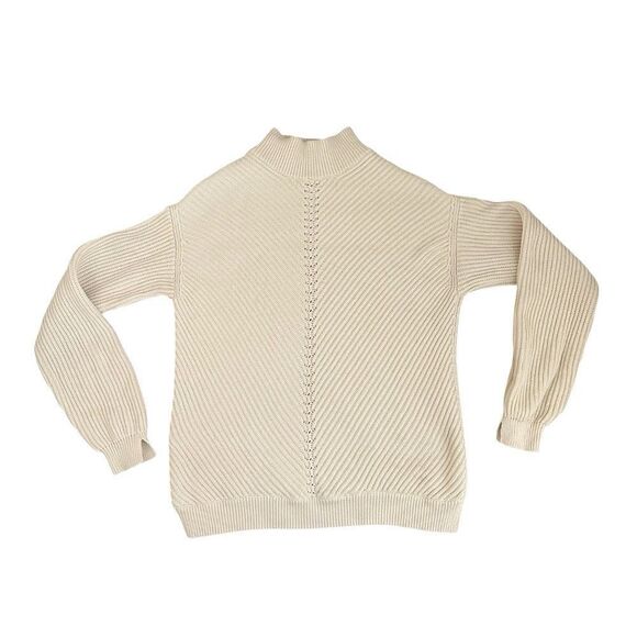 Marine Layer Fisherman Sweater Women M Ivory Skylar Knit Cotton Wool Blend - Picture 1 of 11